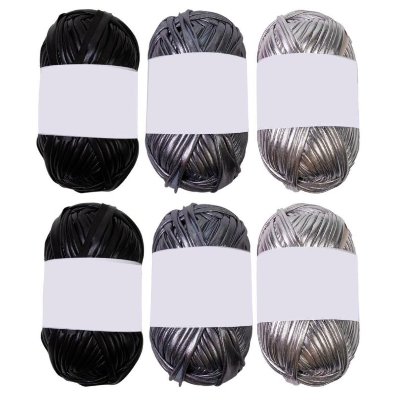 6 Pieces Crochet Yarn Metallic T-Shirt Yarn Fabric Cloth Knitting Yarn Polyester Yarn for Bag Cushion Knitting