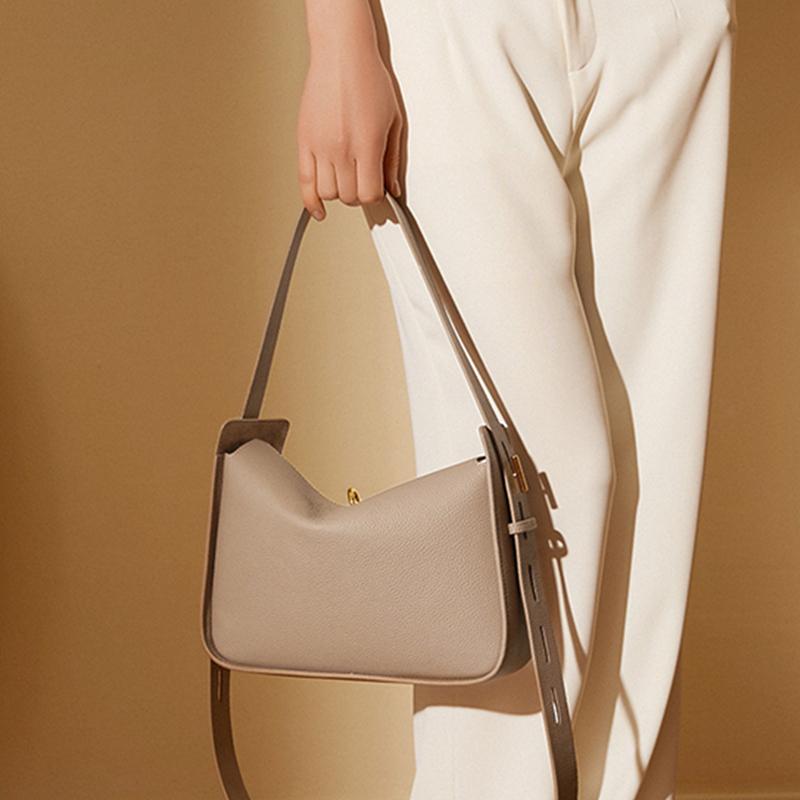 Genuine Leather Underarm Shoulder Bags For Women  Trend Designer Half Moon Crossbody Purses Cowhide Ladies Handbags