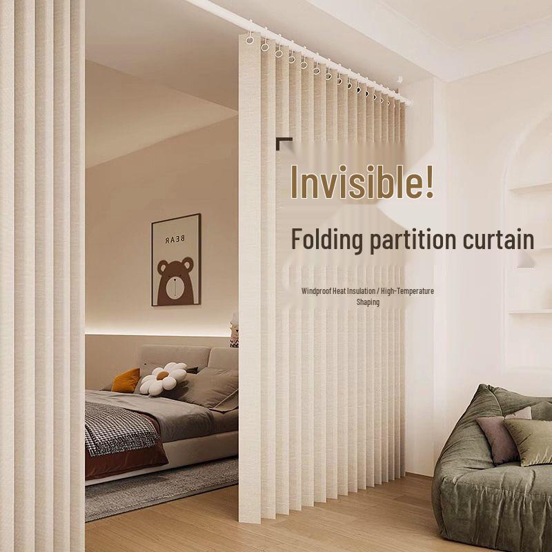 Room Divider No-Drill Folding Door Curtain for Bedroom and Living Room Privacy.