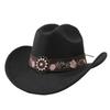 Weicher Fedora Hut mit Blumenstickerei Sonnenhut Vintage Filz Western Cowboyhut Reise Outdoor