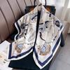 Lightweight 90x90cm Square Scarf Women Navy Style Sun Protection Silk-Like Feel Wear Chic Versatile Accessory