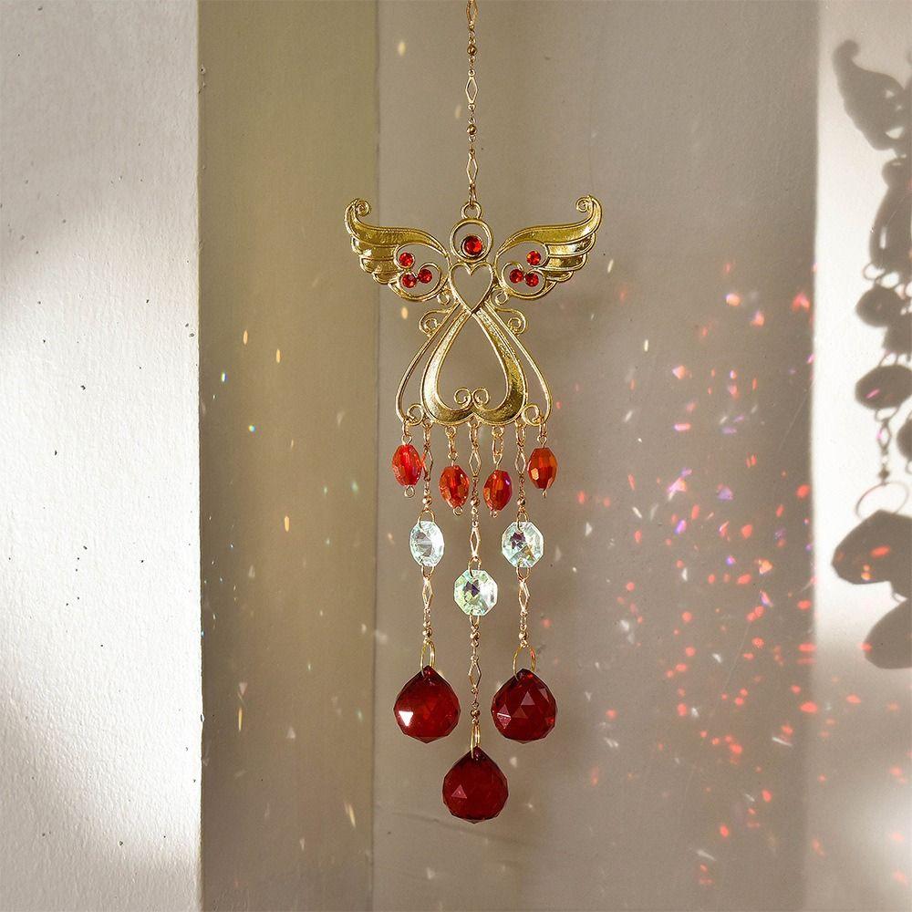 Crystal Wind Chimes Rotating Light Collection Pendant Home Decor Wind Spinner  Door