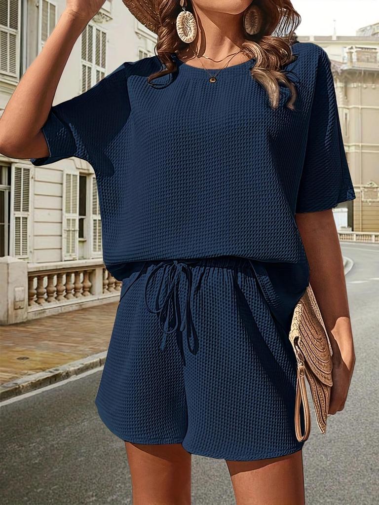 Dames casual outfits T-shirt met korte mouwen en shorts met trekkoord Zomer tweedelige pakset