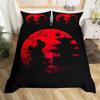 Japanese Samurai Bedding Set Full Size Cherry Blossoms Comforter Cover Red Sun Hokusai Duvet Cover Fuji Mountain Quilt Cover
