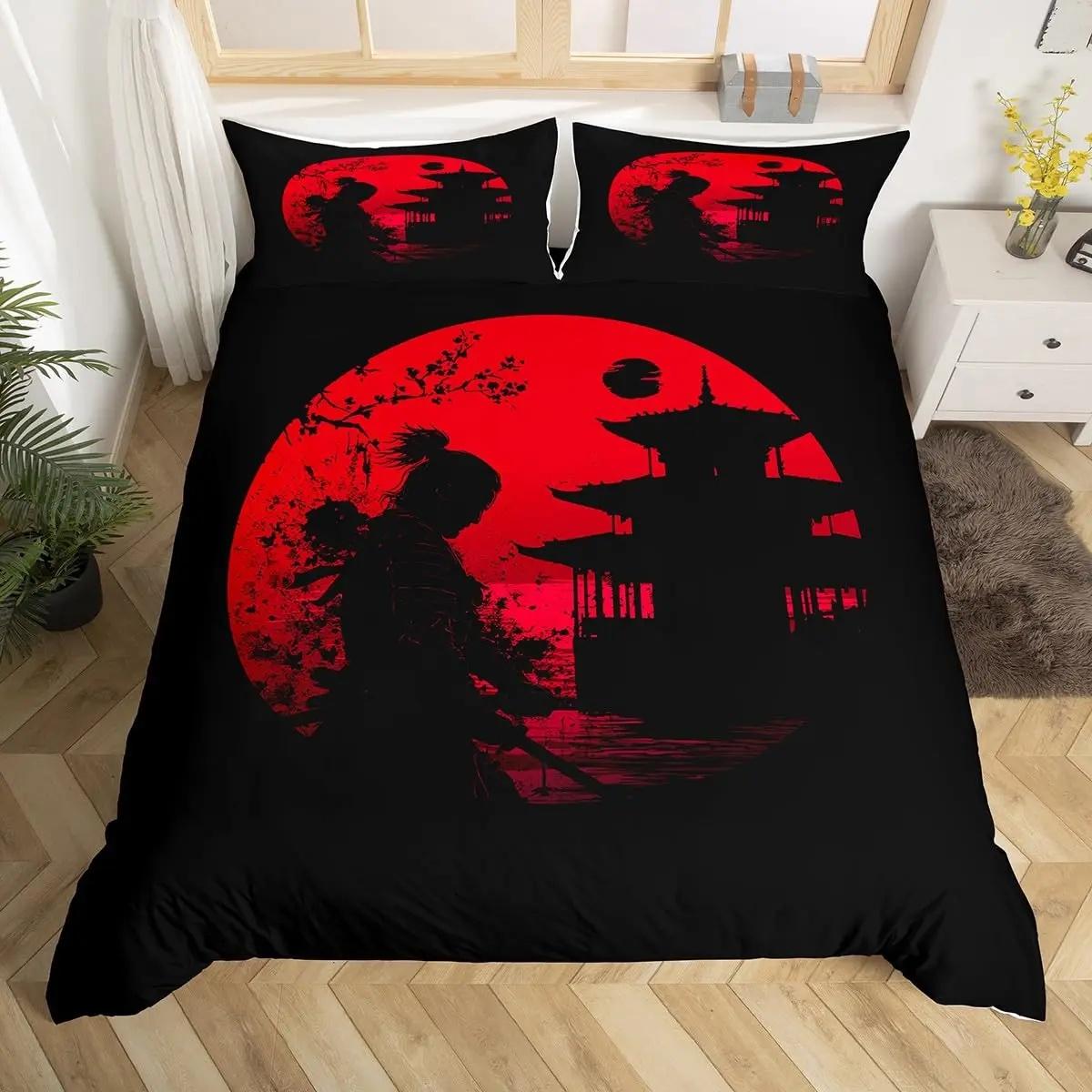 

Japanese Samurai Style 3D Print Bedding Set Cozy Duvet Cover Set King Queen Twin Size Birthday Gift for Boys Bedroom Decoration EU Single 135x200cm