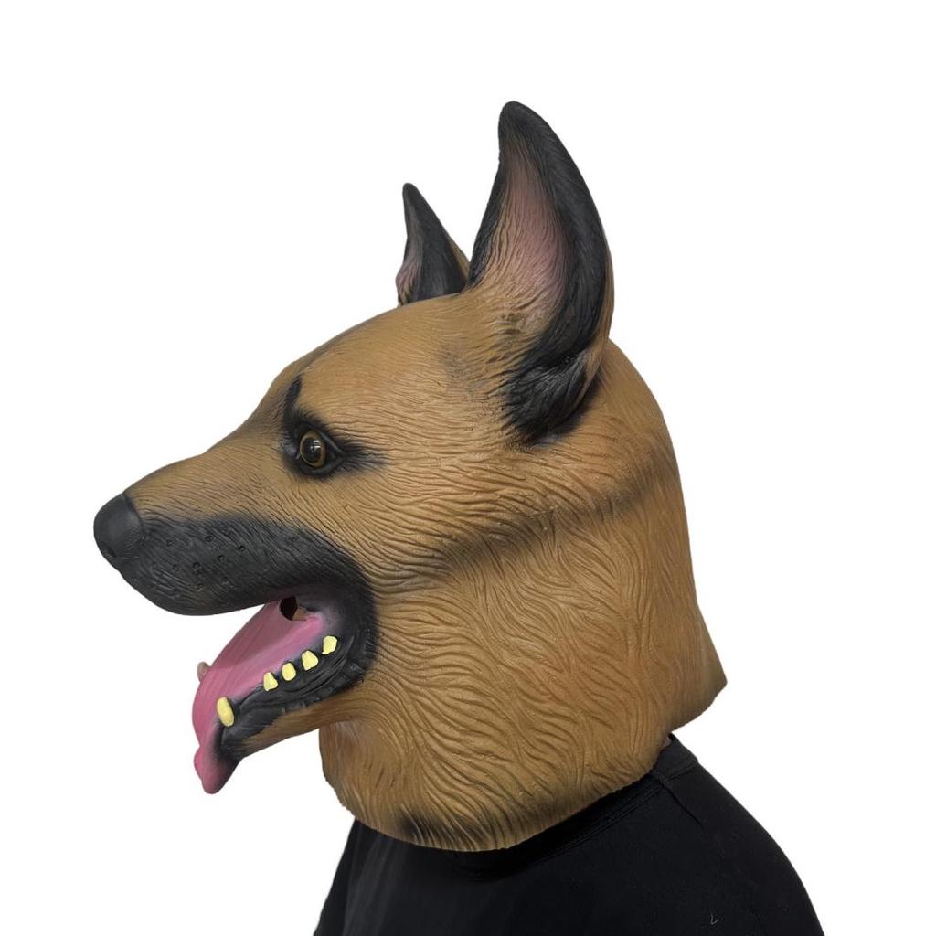 Halloween Wolfdog Shepherd Mask - German Shepherd Husky Latex Headgear for TikTok Style Parties