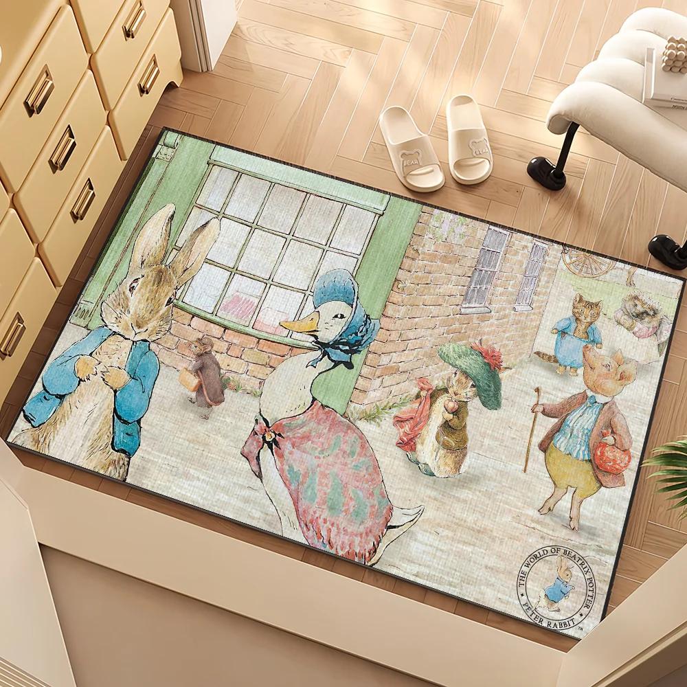 Cartoon P-Peter R-Rabbit Door Mat Welcome Non-slip Floor Mat Bedroom Kitchen Bath Balcony Hallway Rugs Home Decoration Carpet
