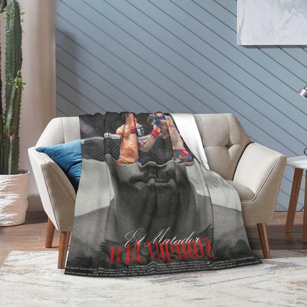 Ilia Topuria Wrestling Wrestler Blanket Multiple Sizes Warm Cozy Fluffy Throw Blankets for Couch Sofa and Bed