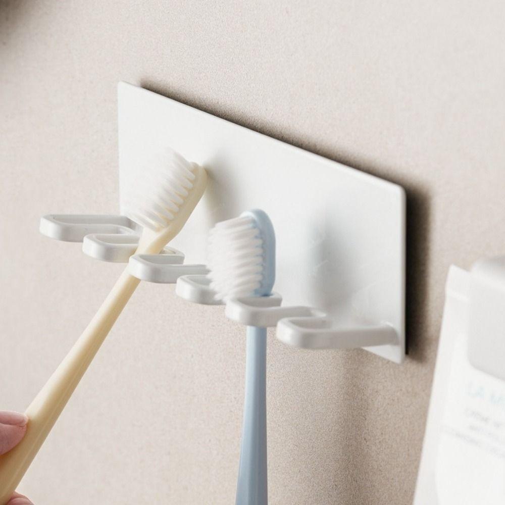 Self-adhesive Toothbrush Storage Rack 5 Slots Toothbrush Organizer Bathroom Organizer  Bathroom