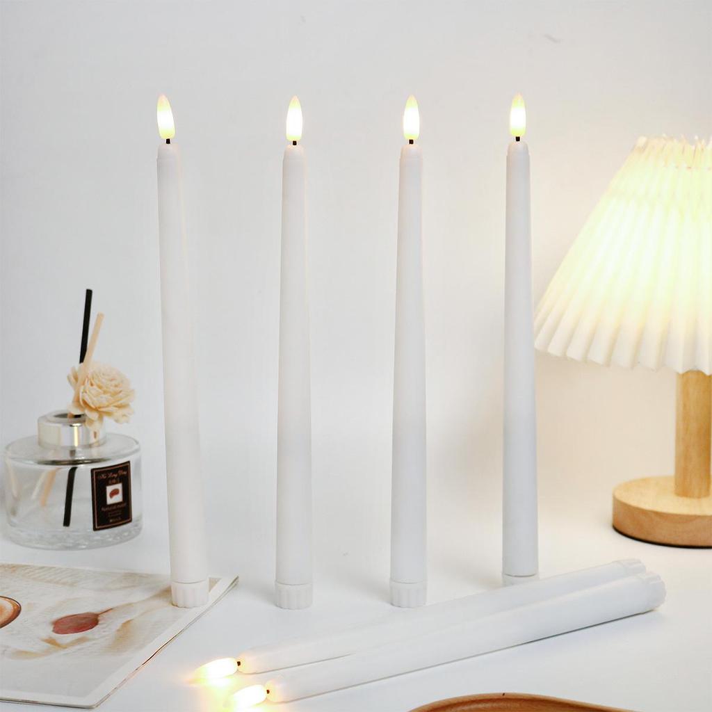 Classic White LED Electronic Candle - Long Rod for Weddings and Western Restaurant Decoration