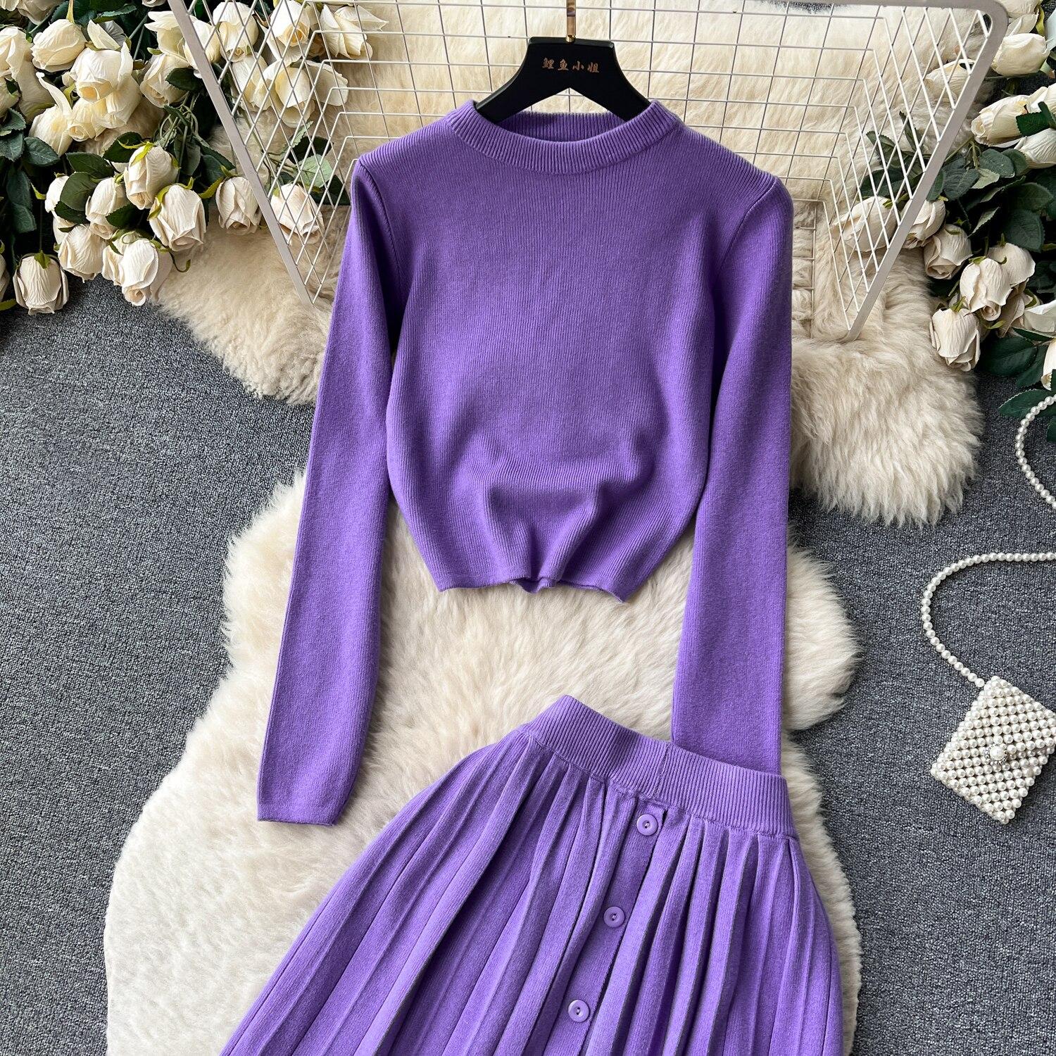 Высококачественный вязаный модный комплект в ленивом стиле — фото 12