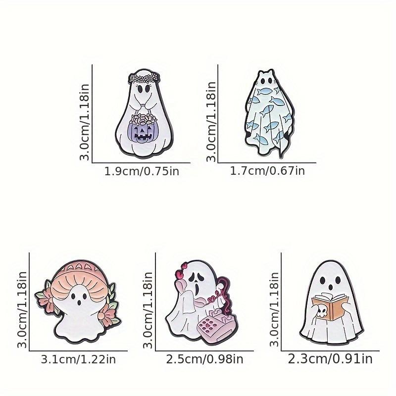 5pcs Ghost Shape Brooch Set Cute Lovely Cartoon Anime Pin Brooch Set For Women Halloween Clothings Decoration