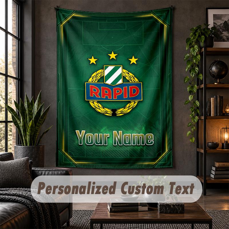 Wall Tapestry Rapid Wien FC Print Custom Name Text Wall Hanging Home Decor