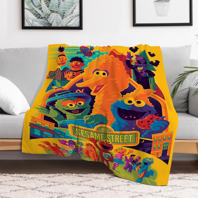 Kid's Blanket Cute Cartoon S-Sesame S-Street Fluffy Soft Blankets for Decorative Sofa Furry Winter Warm Throw & Throws Bed Anime