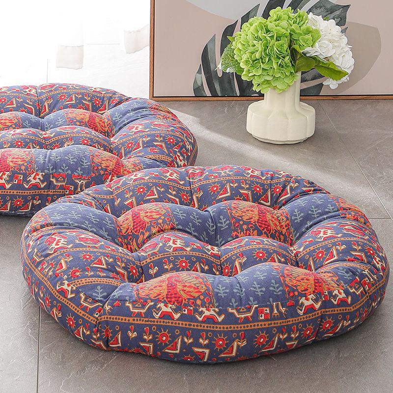 Colorful Bohemian-Style Cotton Linen Floor Cushion: Ethnic Meditation Seat Tatami Mat for B&B
