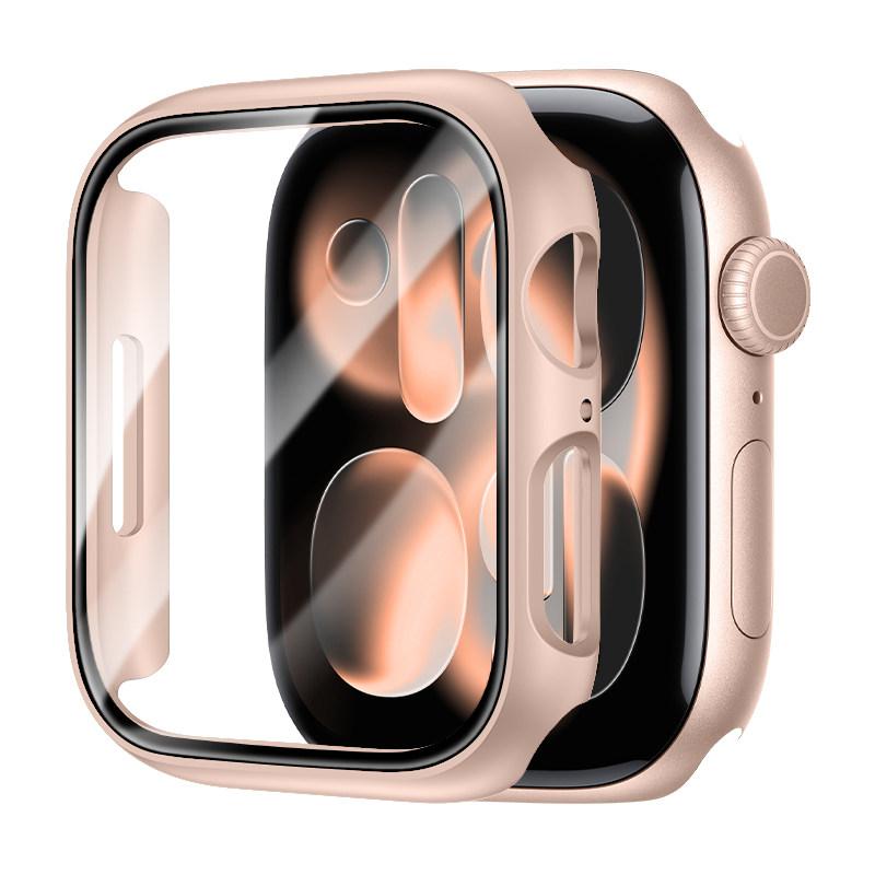 Screen Protector For Apple Watch Series 11 10 46mm 42mm 9 8 7 6 5 SE 45mm/41/44/40/42/38mm Tempered Glass+PC Bumper Cover Case