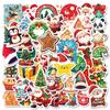 50 Christmas Cartoon Doodle Stickers Christmas Hat Elk DIY Decoration Suitcase Notebook Stickers