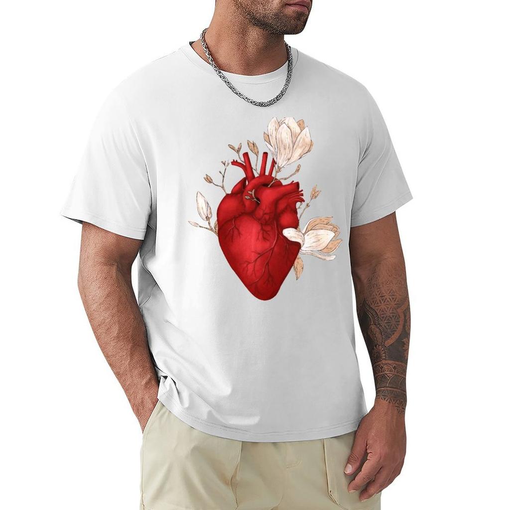 Magnolia Growing from Heart TShirt Fashion Shirts Customs Design Your Own Animal Prinfor Boys Men Clothes