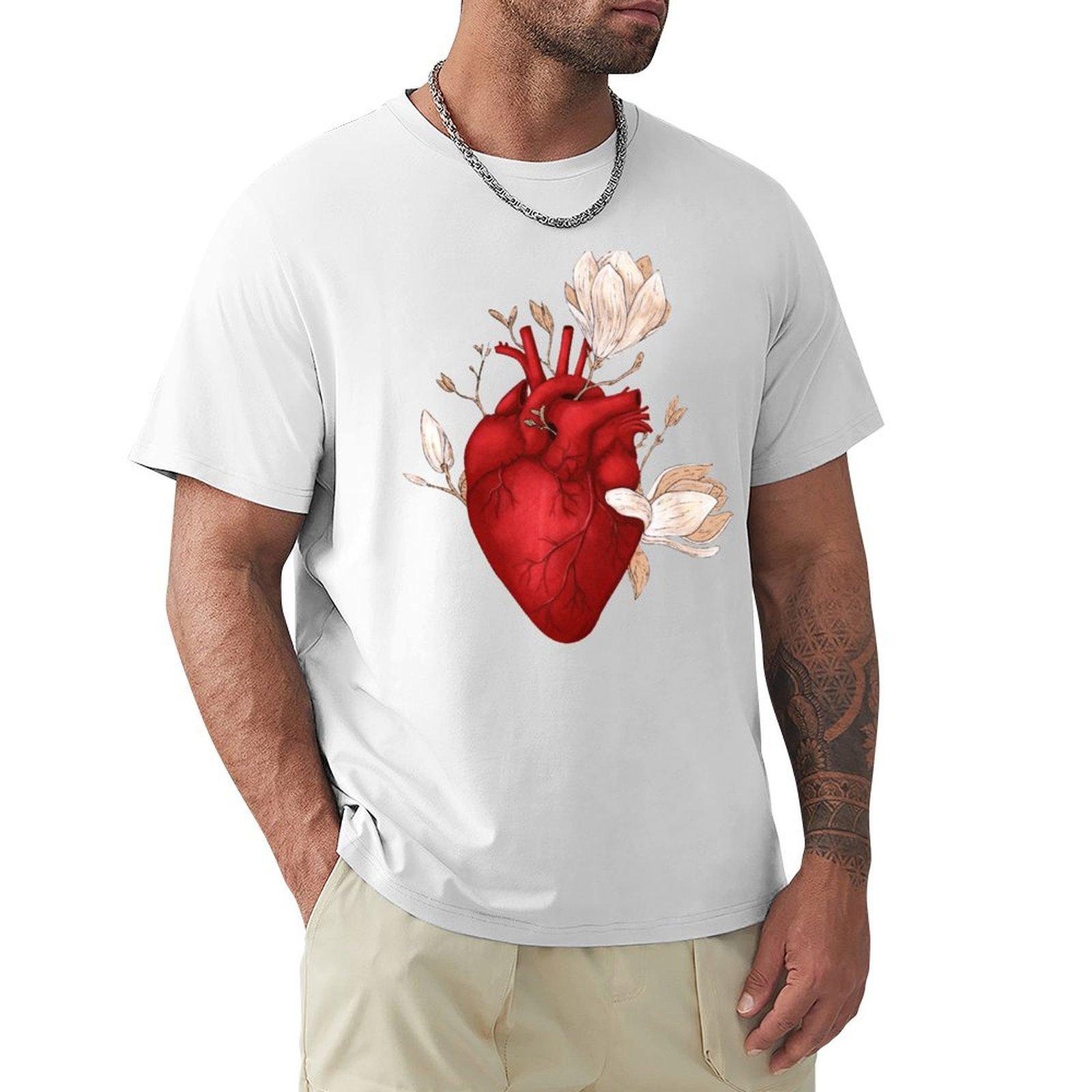 Magnolia growing from heart TShirt fashion shirts customs design your own animal prinfor boys men clothes S