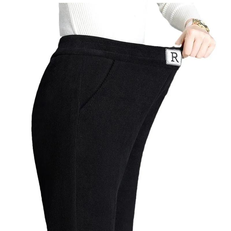 Women's Autumn Corduroy Thickened Winter Fleece Women's Pants High Waist Straight Leg Casual Trousers Slimming Harem Pants