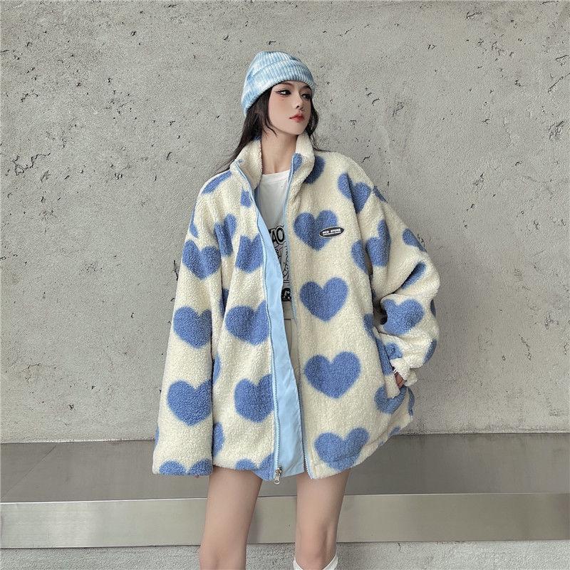Unisex Lamb Wool Fleece Reversible Jacket: Stand-Up Collar, Warm, Autumn/Winter Fashion.