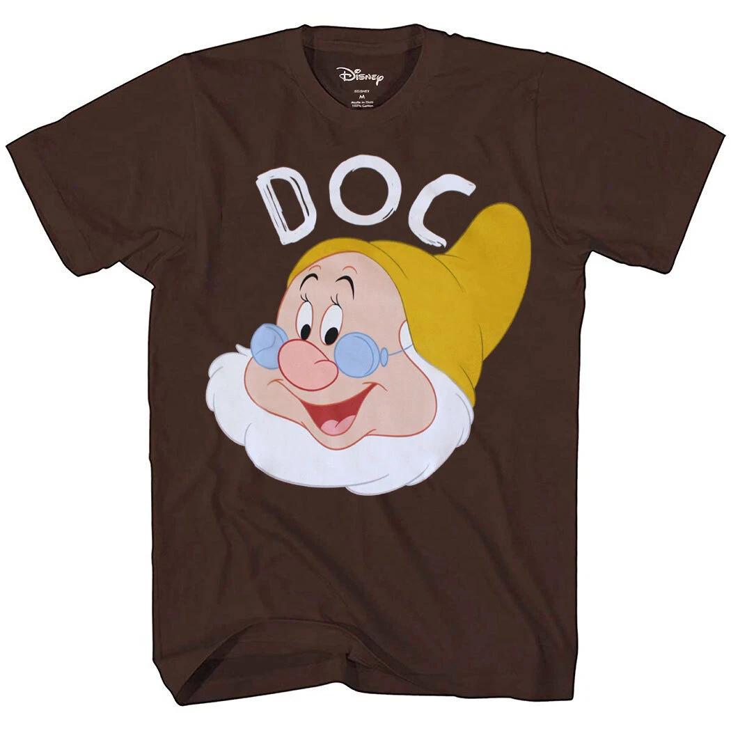 Snow White and Seven Dwarfs Doc Face 100% Cotton T-shirt Mens Tees Top 4XL