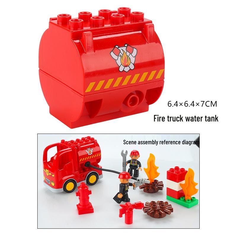 Yidu Large Particle Building Blocks: Motorcycle, Fire Truck, Airplane, Forklift Vehicle Toys