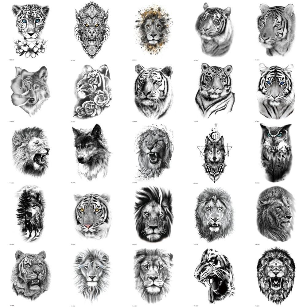 Water Transfer Decals Tiger Lion Wolf Tattoo Stickers Animal Body Art Tattoo  Finger Hand Legs