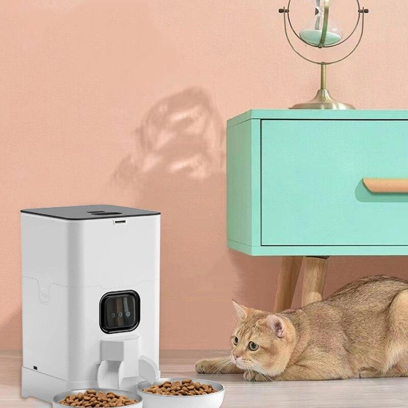6L Automatic Pet Feeder for Cats WiFi Smart Stainless Steel Tow Bowl Dog Feeder Large Capacity Timed Feed Trough Fo Wifi