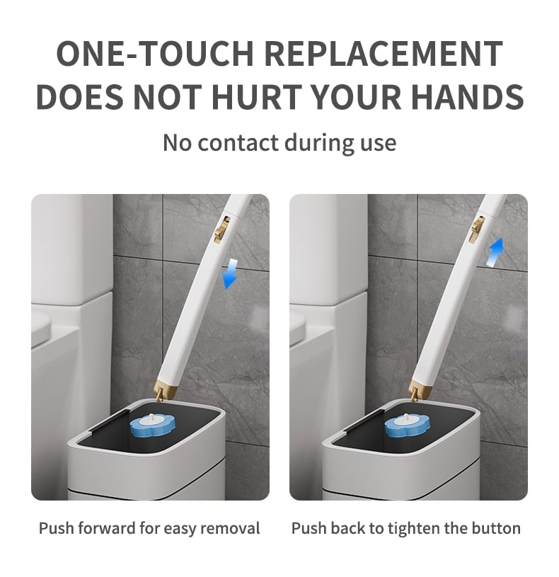 Disposable Toilet Brush Set with Replacement Heads Long Handle Automatic Lid Cleaner Brush Bathroom Hygiene Cleaning Tool Kit