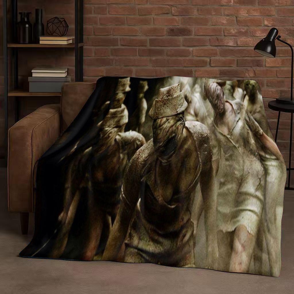 Classic Game Silent Hill Pyramid Head Horror Movie Flannel Blanket,Ultra Soft Warm Plush Throw for Home Bedroom Bed Sofa Cover