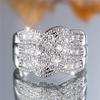 Luxury Female Small White Blue Zircon Stone Finger Ring Vintage Silver Color Wedding Band Bridal Jewelry For Women