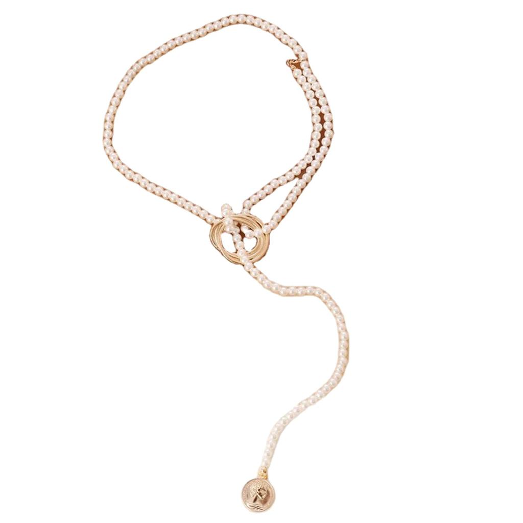 Ladies Fashion Personality Baroque Geometric Metal Retro Pearl Necklace