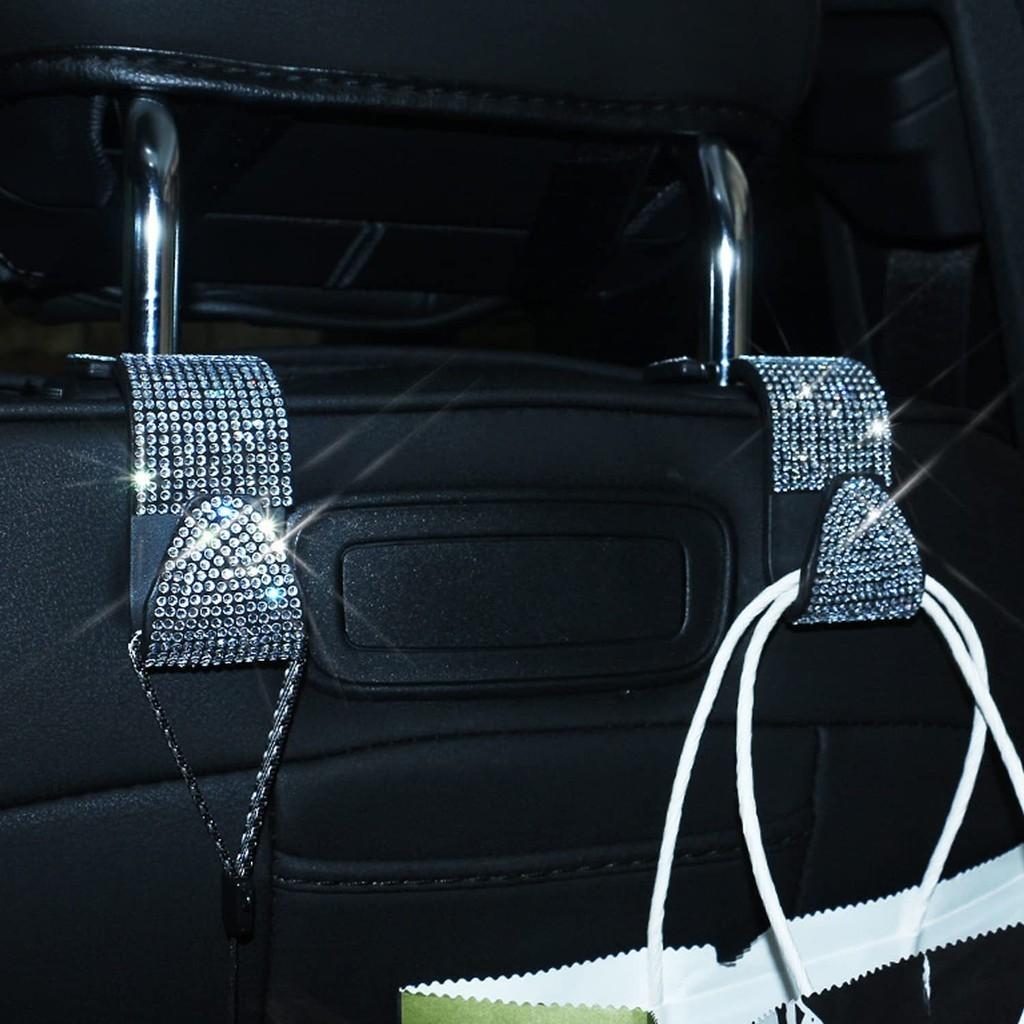 Multi-functional Car Storage Hook With Creative Sparkling Hidden Hook For Car Seat Back Lightweight Luxury Style White Diamond 1 Pack)