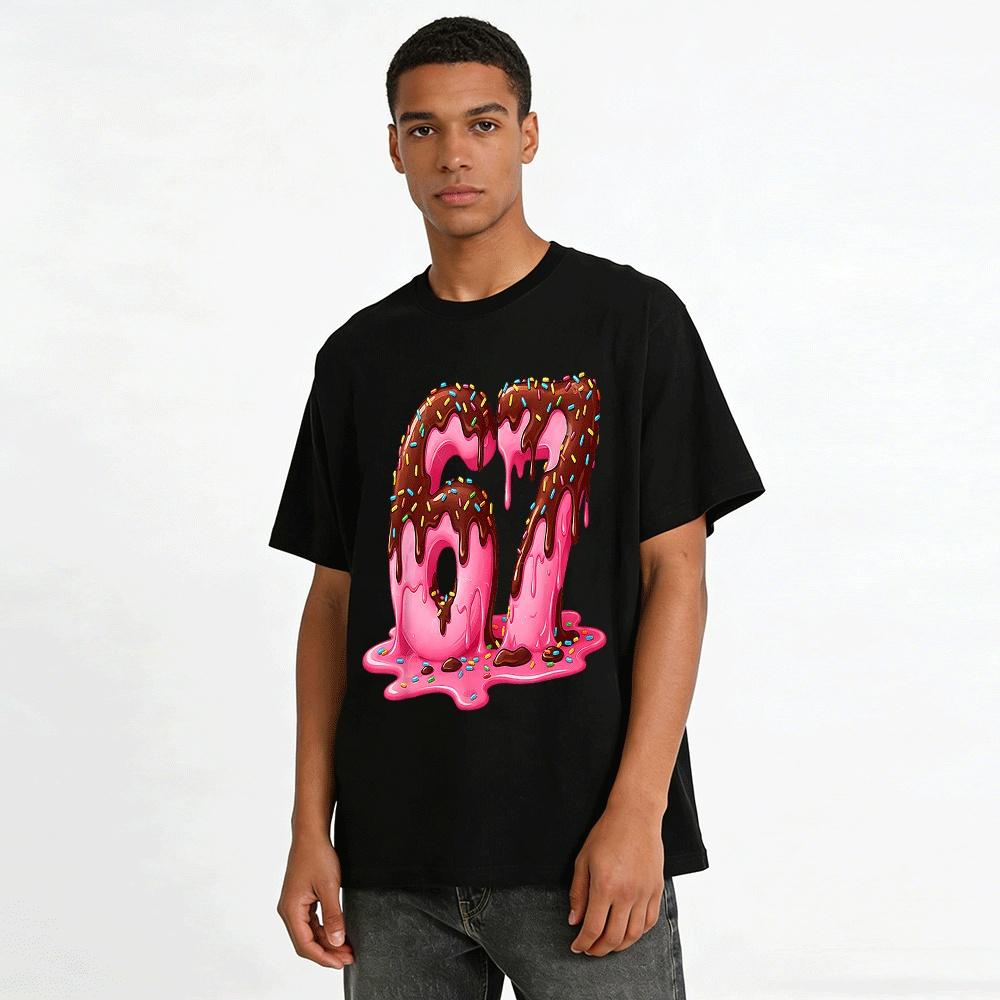 Melting Glaze Number 67 Sweet Print Casual Short Sleeve Pure cotton T-shirt