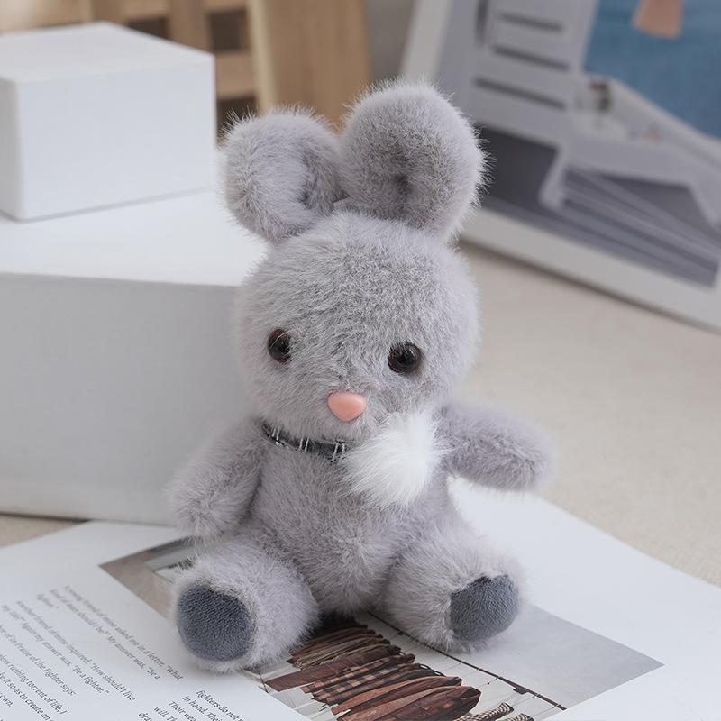 

Rabbit Cute Plush Doll Keychain With Soft Mink Fabric Ideal For Decoration Bag Gray