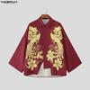 INCERUN Summer Men Lapel Neck 3/4 Sleeve Print Irregular Casual Shirts