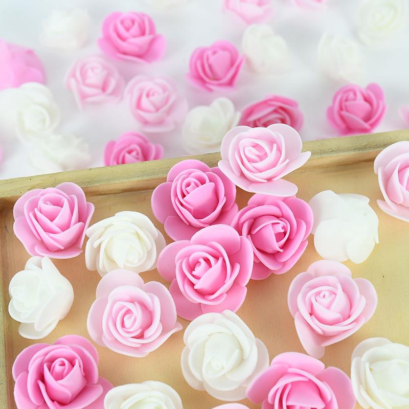 50/100/200Pcs 3.5cm PE Foam Rose Head Artificial Flower For Wedding Birthday Party Home Decor DIY Bear Rose Valentines Day Gifts