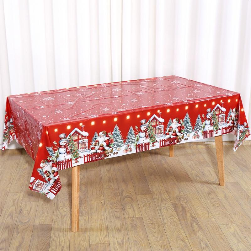 Christmas Tablecloth Santa Claus Tablecover Christmas Decorations for Home 2025 Navidad Noel New Year Gifts Dining Table Cover