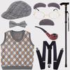 Grandfather Set Halloween Old Man Costume Set Grandpa Hat  Glasses Eyebrows Moustache for 100th Day of School