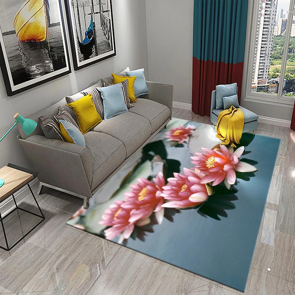 3D Water Lily Abstract Oil Painting Carpet for Bathroom Kitchen Anti-slip Doormat Rug Carpet Bedroom Living Room Decor Floor Rug