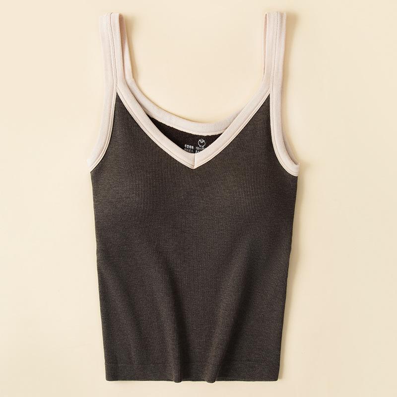 

Женский теплый жилет из немецкого бархата с нагрудными накладками, утепленная шерсть, V-образный вырез, контрастная махровая ткань и бархат для осени и зимы. One Size [80-130 Jin]