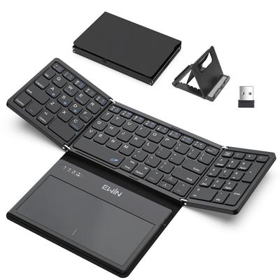 EWiN Keyboard Wireless Foldable Compatible with Bluetooth and USB Wireless Compatible with Large Trackpad and Numeric Keypad Full Size Bluetooth
