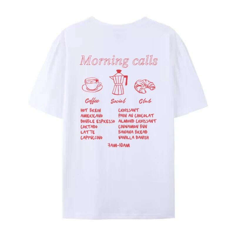 

Morning Calls Coffee Club T Shirt Oversized Y2k Streetwear Tops Caffeine Lover TShirt Breakfast Foodie Shirt Unisex Clothing S