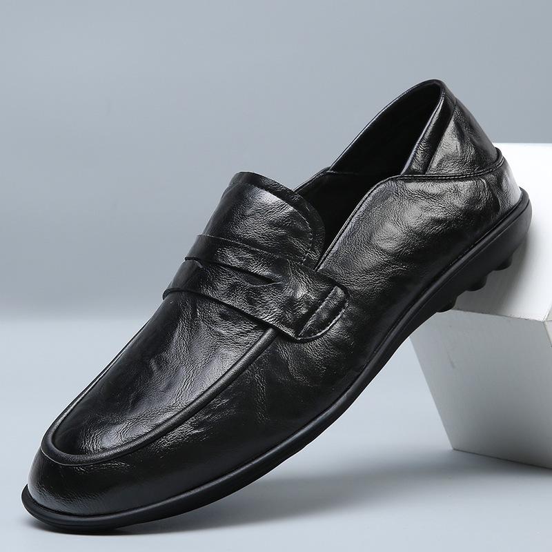 Men's Shoes 2025 New Autumn Leather Loafers Men's Business Casual Leather Shoes One Foot Lazy Doudou Tide Shoes