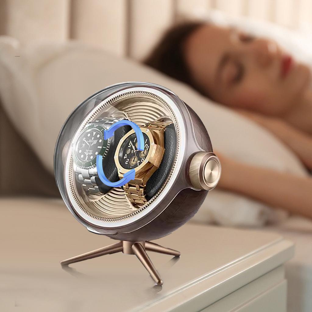 Luxury Automatic Watch Winder with Zero Magnetism Household Silent Led Watches Winding Device Bedside Mechanical Storage Box