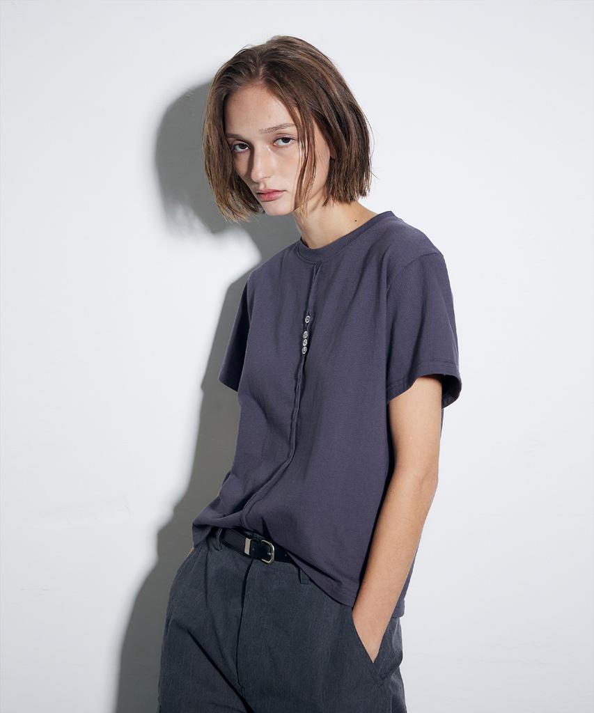 EPISODE UNTITLED Point Snap Open Cut T-Shirt_Gray