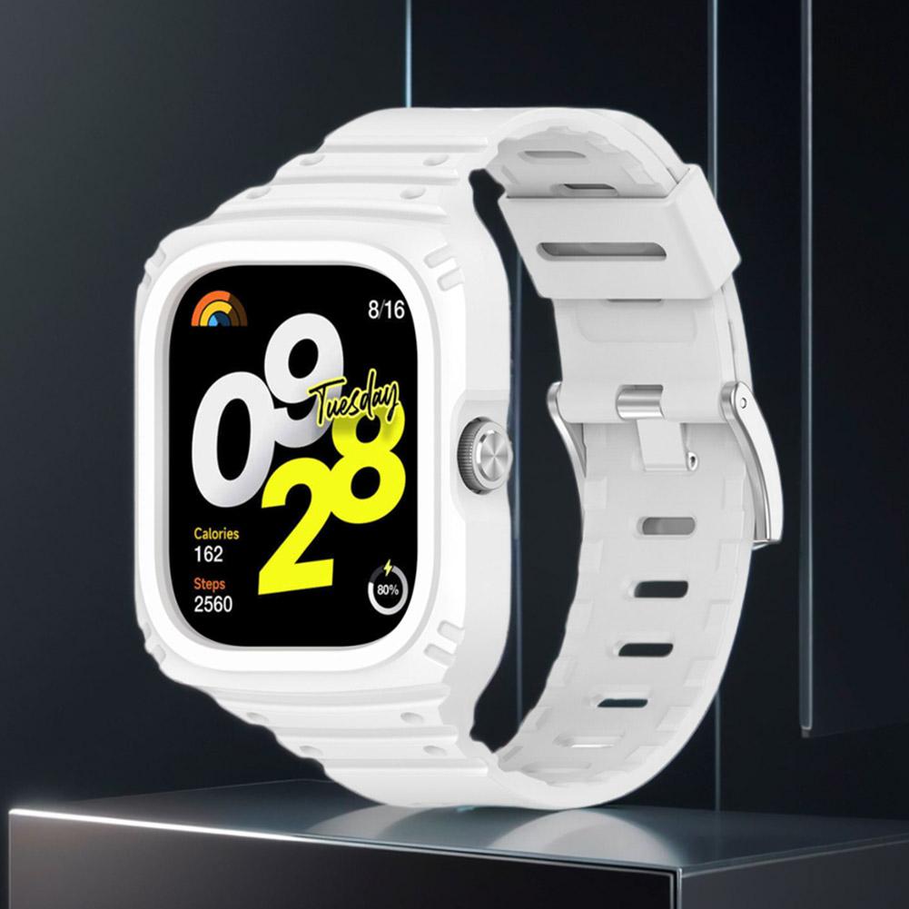 2 In 1 For Redmi Watch 4 Case + Band Silicone Watch Band Strap + Protective Case Cover Wristband Replacement Watch Accessories
