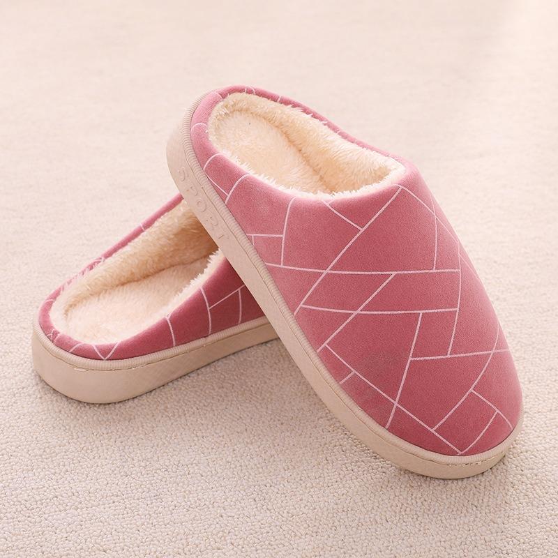 Autumn and winter simple hotel slippers women's thick-soled home indoor couple mao shoes men's warm home cotton slippers winter