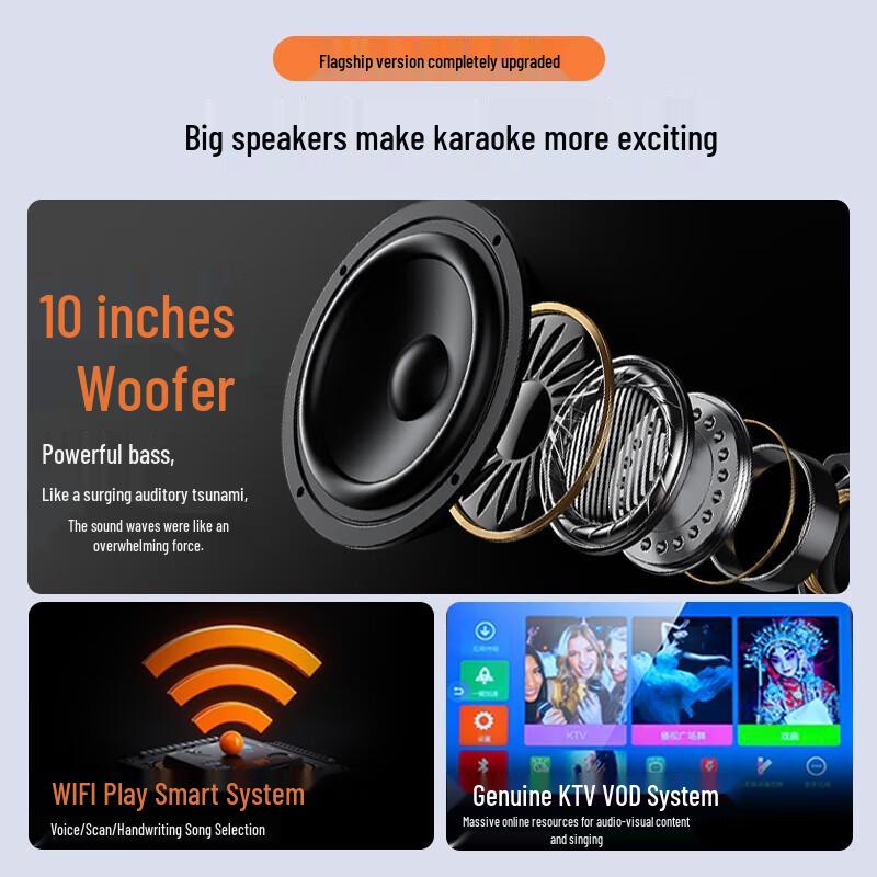 Soaiy K132 10-inch Portable All-in-One Karaoke System CN Plug (adapter Included)